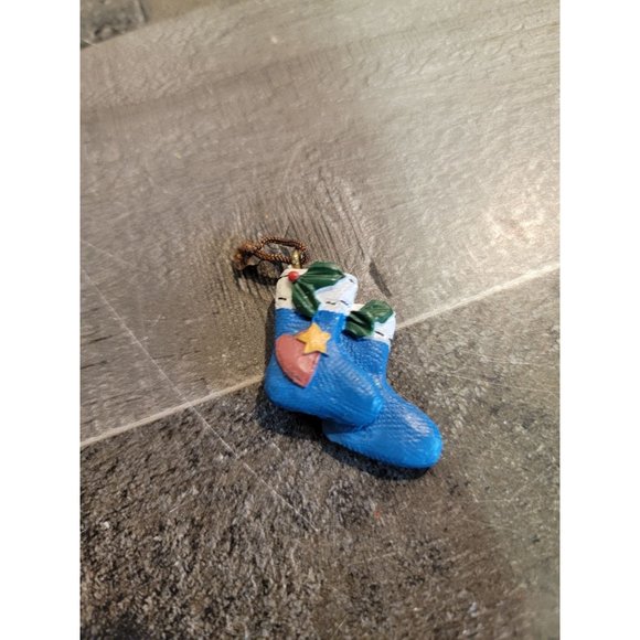 Mini blue stocking Mistletoe heart star ornament xmas - Picture 1 of 3